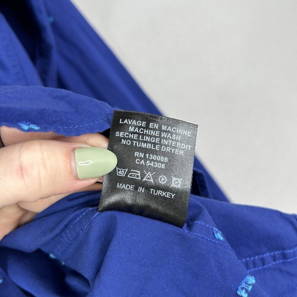 Jared Lang Mens Dress Shirt Medium Blue Butterfly Button Front Work Date Night - Picture 14 of 15